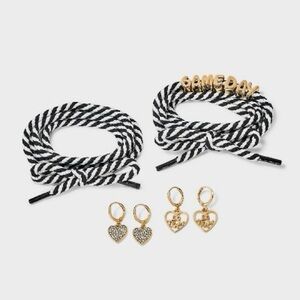 Gold and Black Women's Accessory Set with Game Day necklace